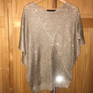 The Limited Metallic Champagne Sequin Knit Sweater